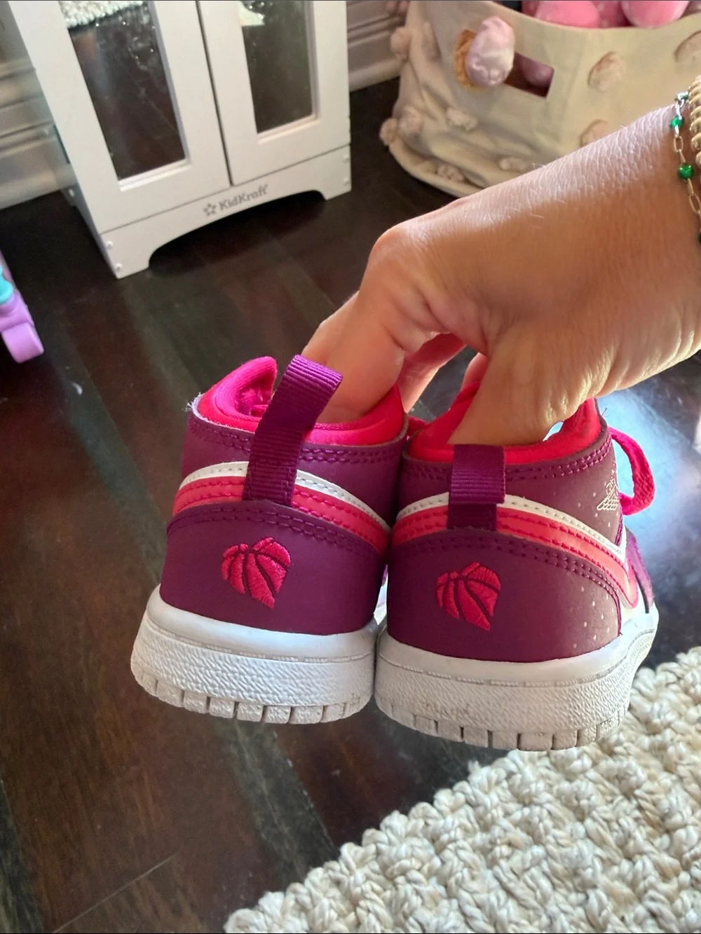 Nike Kids White and Pink High-Top Sneakers